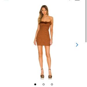 Revolve Lover & Friends Hadley Feather Trim Mini Dress